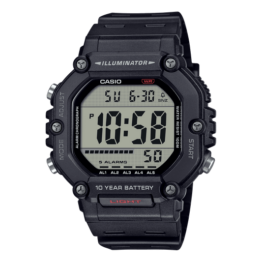 CASIO YOUTH AE-1600H-1AVDF BLACK DIGITAL DIAL BLACK RESIN BAND D386