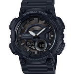 CASIO YOUTH AEQ-110W-1BVDF BLACK ANALOG-DIGITAL DIAL BLACK  RESIN  BAND AD218