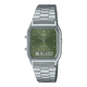 CASIO VINTAGE AQ-230A-3AMQYDF GREEN ANALOG-DIGITAL DIAL SILVER STAINLESS STEEL BAND AD278