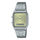 CASIO VINTAGE AQ-230A-9AMQYDF GREEN ANALOG-DIGITAL DIAL SILVER STAINLESS STEEL BAND AD280
