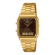 CASIO VINTAGE AQ-230GA-5AMQYDF BROWN ANALOG-DIGITAL DIAL GOLD  STAINLESS STEEL BAND D369