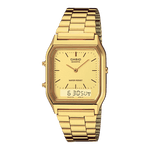 CASIO VINTAGE AQ-230GA-9DHDF GOLD ANALOG-DIGITAL DIAL UNISEX WATCH GOLD STAINLESS STEEL STRAP  