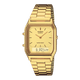 CASIO VINTAGE AQ-230GA-9DHDF GOLD ANALOG-DIGITAL DIAL UNISEX WATCH GOLD STAINLESS STEEL STRAP  