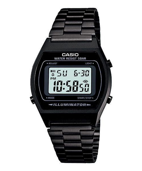 CASIO VINTAGE B640WB-1ADF BLACK DIGITAL DIAL BLACK STAINLESS STEEL BAND D180