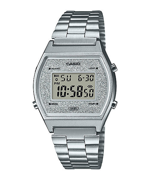 CASIO VINTAGE B640WDG-7DF SILVER DIGITAL DIAL SILVER STAINLESS STEEL BAND D186