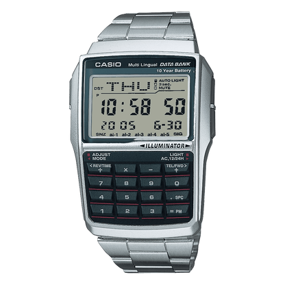 CASIO VINTAGE DBC-32D-1ADF BLACK DIGITAL DIAL SILVER STAINLESS STEEL BAND DB36