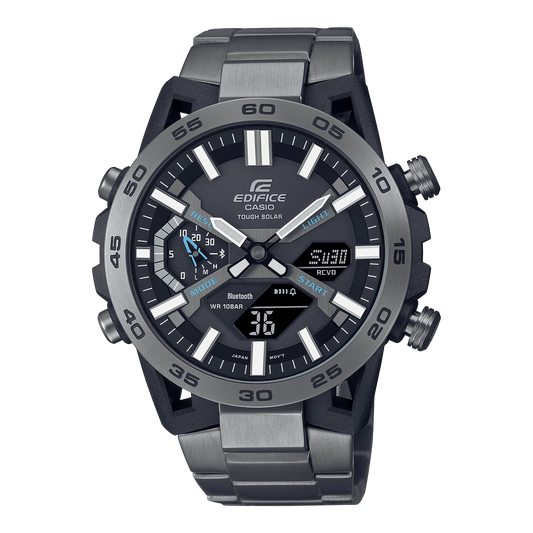 CASIO EDIFICE ECB-2000DC-1ADF BLACK ANA-DIGI DIAL GRAY IP STAINLESS STEEL BAND MEN'S WATCH ED565