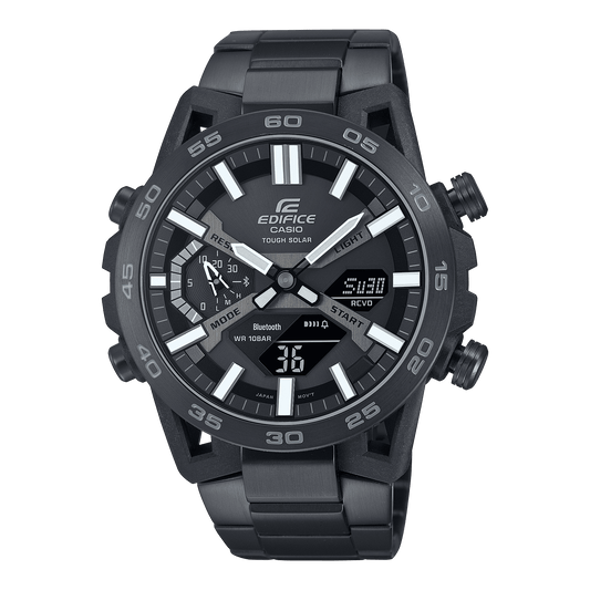CASIO EDIFICE ECB-2000DC-1BDF BLACK ANA-DIGI DIAL BLACK STAINLESS STEEL BAND MEN'S WATCH ED608