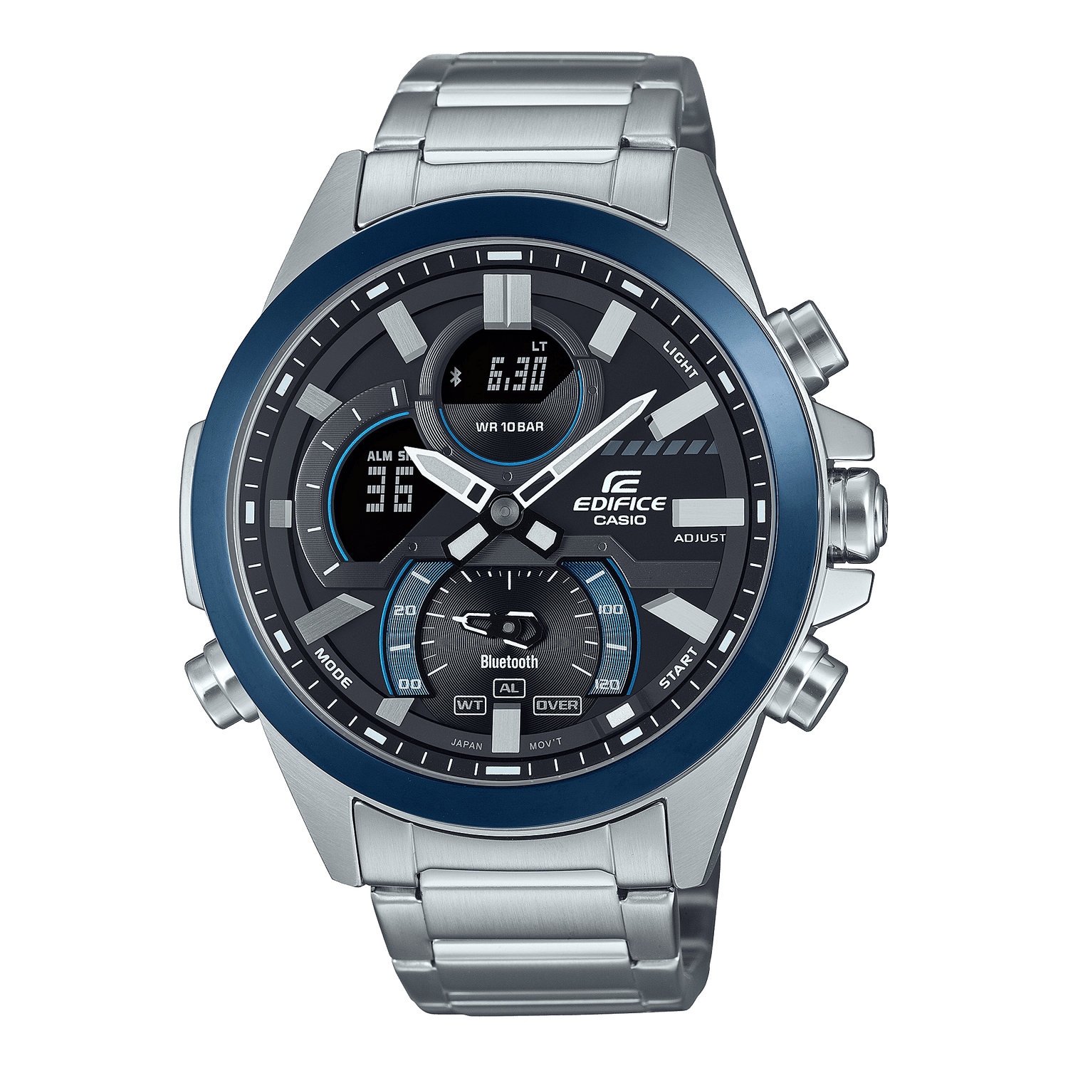 CASIO EDIFICE ECB-30DB-1ADF BLACK ANA-DIGI DIAL SILVER RESIN STRAP MEN'S WATCH ED606