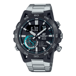 CASIO EDIFICE ECB-40DB-1ADF BLACK ANA-DIGI DIAL SILVER STAINLESS STEEL BAND MEN'S WATCH ED575