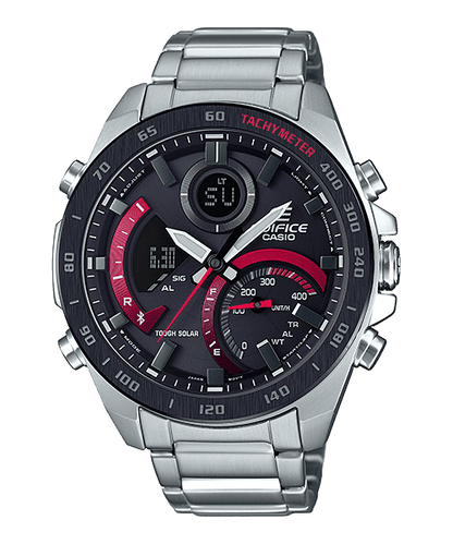 CASIO EDIFICE ECB-900DB-1ADR BLACK ANA-DIGI DIAL SILVER STAINLESS STEEL BAND MEN'S WATCH EX499