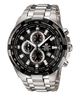 CASIO EDIFICE EF-539D-1AVUDF BLACK & WHITE ANALOG DIAL SILVER STAINLESS STEEL STRAP MEN'S WATCH SOLID STRAP STOP-WATCH