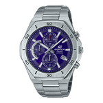 CASIO EDIFICE EFB-680D-2BVUDF BLUE ANALOG DIAL SILVER STAINLESS STEEL STRAP MEN'S WATCH CHRONOGRAPH SAPPHIRE GLASS