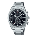 CASIO EDIFICE EFB-710D-1AVUDF BLACK ANALOG DIAL SILVER STAINLESS STEEL STRAP MEN'S WATCH CHRONOGRAPH SAPPHIRE GLASS