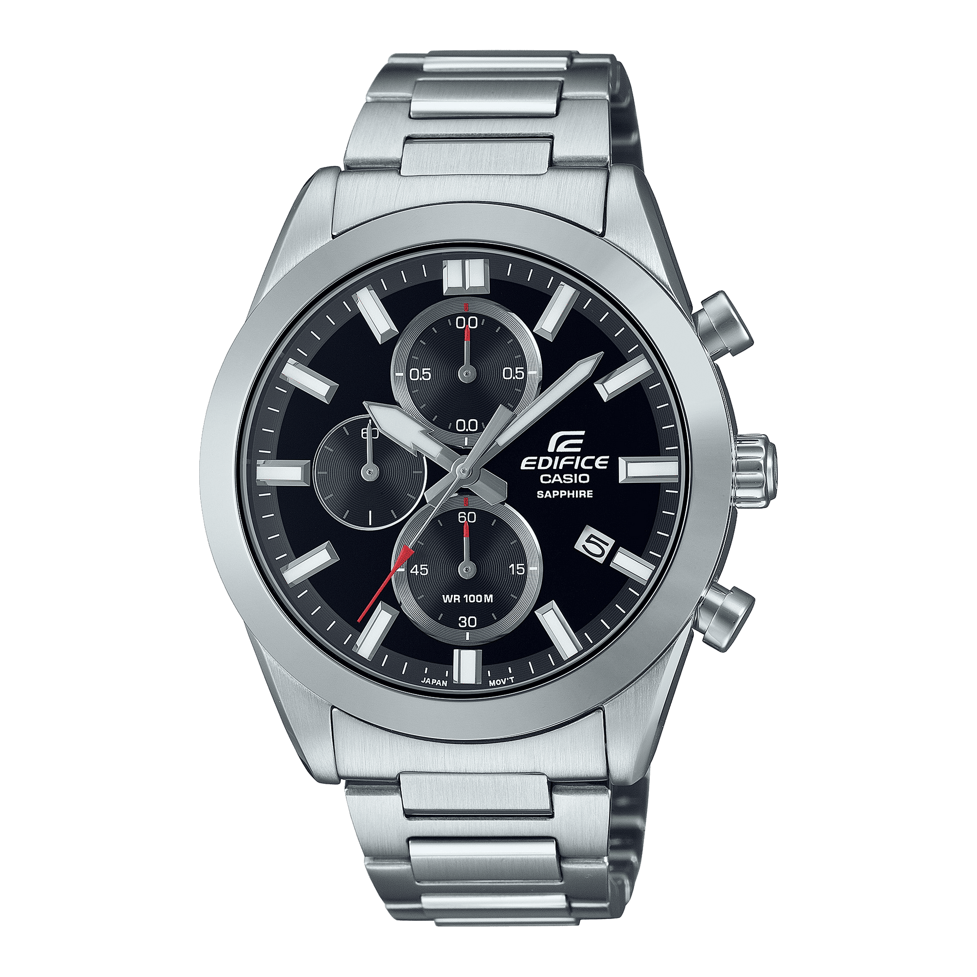 CASIO EDIFICE EFB-710D-1AVUDF BLACK ANALOG DIAL SILVER STAINLESS STEEL STRAP MEN'S WATCH CHRONOGRAPH SAPPHIRE GLASS