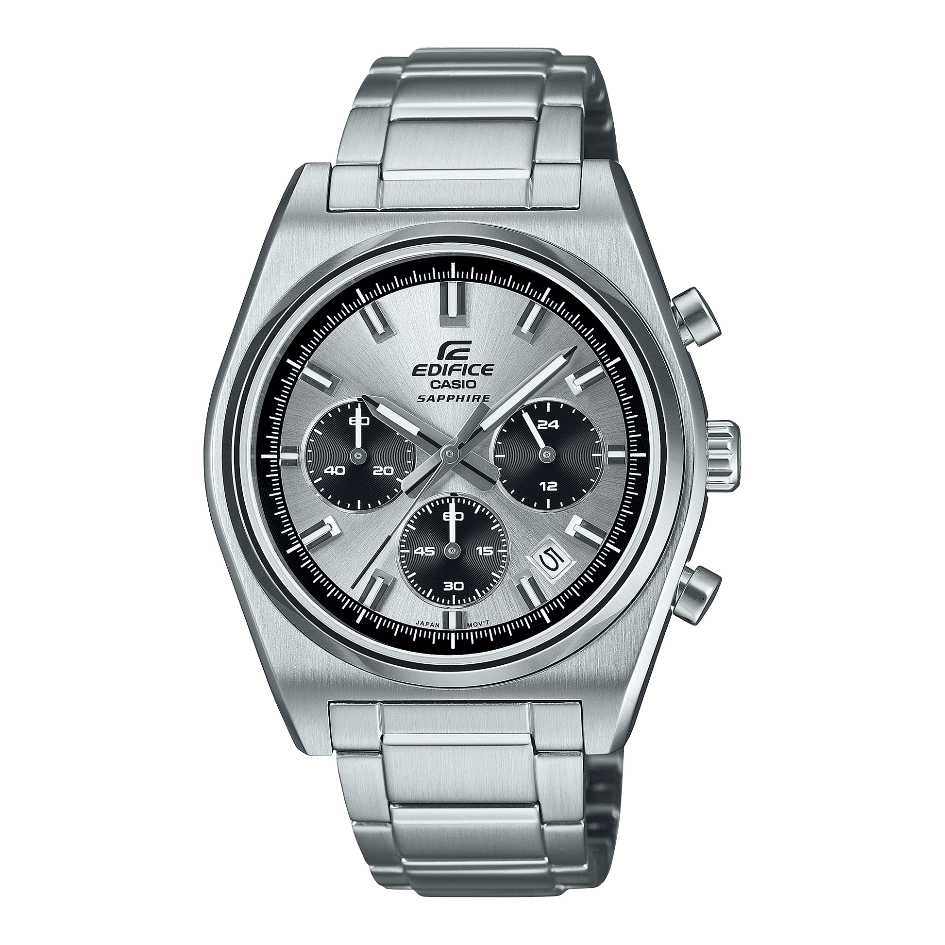 CASIO EDIFICE EFB-730D-7AVUDF SILVER ANALOG DIAL SILVER STAINLESS STEEL STRAP MEN'S WATCH 100M WATER RESISTANCE 