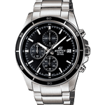 CASIO EDIFICE EFR-526D-1AVUDF BLACK ANALOG DIAL SILVER STAINLESS STEEL STRAP MEN'S WATCH SOLID STRAP STOP-WATCH