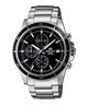 CASIO EDIFICE EFR-526D-1AVUDF BLACK ANALOG DIAL SILVER STAINLESS STEEL STRAP MEN'S WATCH SOLID STRAP STOP-WATCH