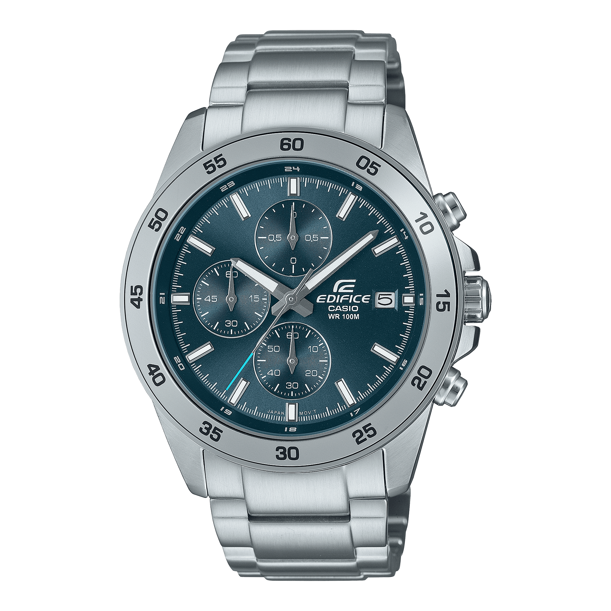 CASIO EDIFICE EFR-526D-2AVUDF GRAYISH BLUE ANALOG DIAL SILVER STAINLESS STEEL STRAP MEN'S WATCH CHRONOGRAPH 100M WATER RESISTANT