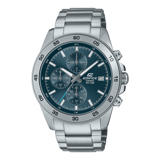 CASIO EDIFICE EFR-526D-2AVUDF GRAYISH BLUE ANALOG DIAL SILVER STAINLESS STEEL STRAP MEN'S WATCH CHRONOGRAPH 100M WATER RESISTANT