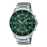 CASIO EDIFICE EFR-526D-3AVUDF GREEN ANALOG DIAL SILVER STAINLESS STEEL STRAP MEN'S WATCH CHRONOGRAPH 100M WATER RESISTANT