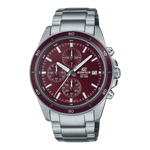 CASIO EDIFICE EFR-526D-5CVUDF RED ANALOG DIAL SILVER STAINLESS STEEL STRAP MEN'S WATCH CHRONOGRAPH 100M WATER RESISTANT