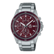 CASIO EDIFICE EFR-526D-5CVUDF RED ANALOG DIAL SILVER STAINLESS STEEL STRAP MEN'S WATCH CHRONOGRAPH 100M WATER RESISTANT