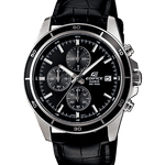 CASIO EDIFICE EFR-526L-1AVUDF BLACK ANALOG DIAL BLACK LEATHER STRAP MEN'S WATCH CHRONOGRAPH 100M WATER RESISTANT