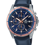 CASIO EDIFICE EFR-526L-2AVUDF BLUE ANALOG DIAL BLUE LEATHER STRAP MEN'S WATCH CHRONOGRAPH 100M WATER RESISTANT