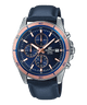 CASIO EDIFICE EFR-526L-2AVUDF BLUE ANALOG DIAL BLUE LEATHER STRAP MEN'S WATCH CHRONOGRAPH 100M WATER RESISTANT