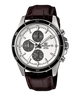 CASIO EDIFICE EFR-526L-7AVUDF SILVER ANALOG DIAL BROWN LEATHER STRAP MEN'S WATCH CHRONOGRAPH 100M WATER RESISTANT