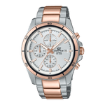 CASIO EDIFICE EFR-526SG-7A5VUDF SILVER ANALOG DIAL TWO-TONE STAINLESS STEEL STRAP MEN'S WATCH WATER RESISTANCE DATE DISPLAY