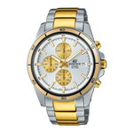 CASIO EDIFICE EFR-526SG-7A9VUDF SILVER ANALOG DIAL TWO-TONE STAINLESS STEEL STRAP MEN'S WATCH WATER RESISTANCE DATE DISPLAY