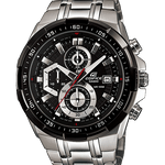 CASIO EDIFICE EFR-539D-1AVUDF BLACK ANALOG DIAL SILVER STAINLESS STEEL STRAP MEN'S WATCH CHRONOGRAPH 100M WATER RESISTANT