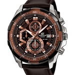 CASIO EDIFICE EFR-539L-5AVUDF BROWN ANALOG DIAL BROWN LEATHER STRAP MEN'S WATCH CHRONOGRAPH 100M WATER RESISTANT