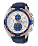 CASIO EDIFICE EFR-539L-7CVUDF WHITE ANALOG DIAL BROWN LEATHER STRAP MEN'S WATCH CHRONOGRAPH 100M WATER RESISTANT
