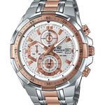 CASIO EDIFICE EFR-539SG-7A5VUDF WHITE ANALOG DIAL DUAL TONE STAINLESS STEEL STRAP MEN'S WATCH CHRONOGRAPH 100M WATER RESISTANT