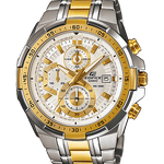 CASIO EDIFICE EFR-539SG-7AVUDF WHITE ANALOG DIAL DUAL TONE STAINLESS STEEL STRAP MEN'S WATCH CHRONOGRAPH 100M WATER RESISTANT