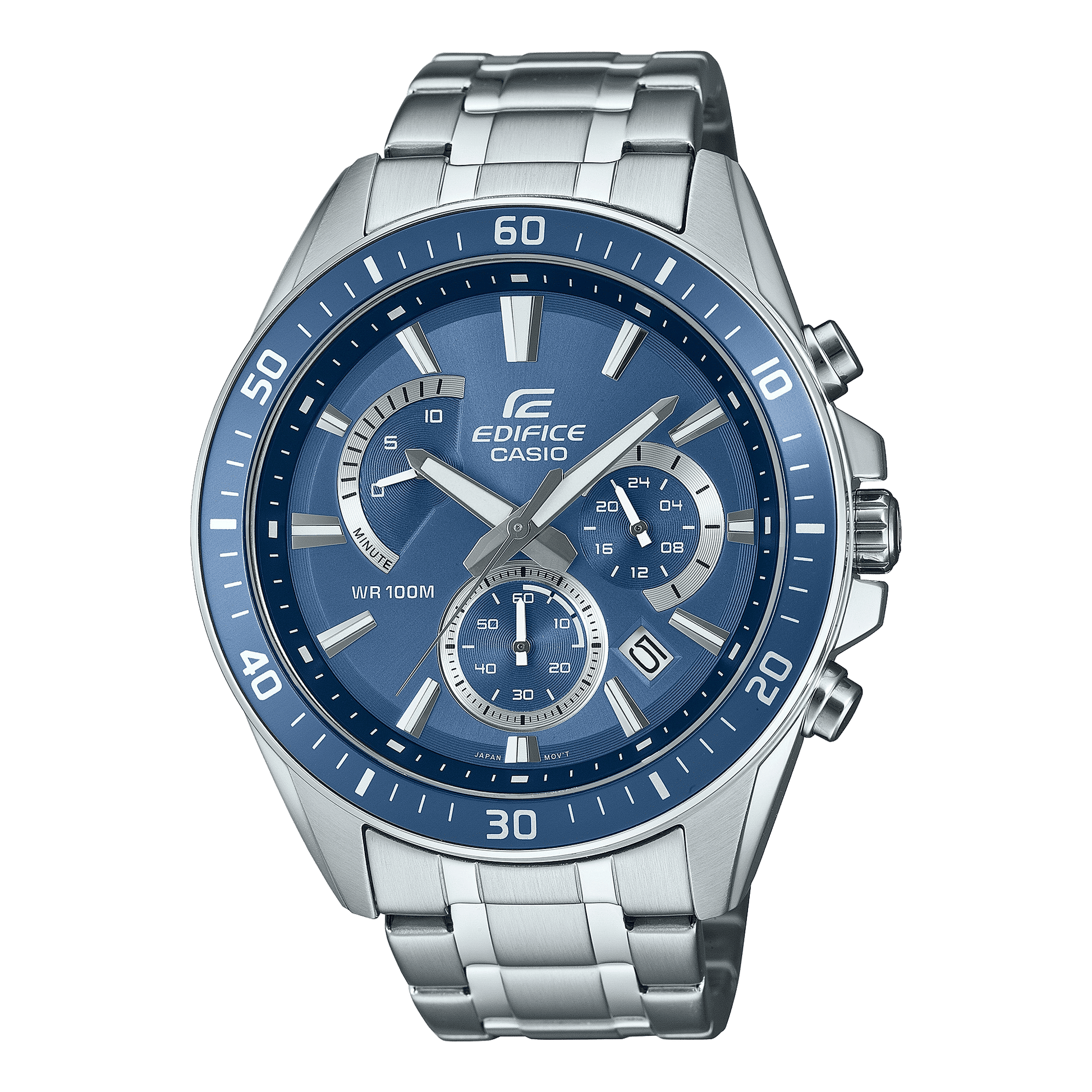 CASIO EDIFICE EFR-552D-2AVUDF GRAYISH BLUE ANALOG DIAL SILVER STAINLESS STEEL STRAP MEN'S WATCH CHRONOGRAPH 100M WATER RESISTANT