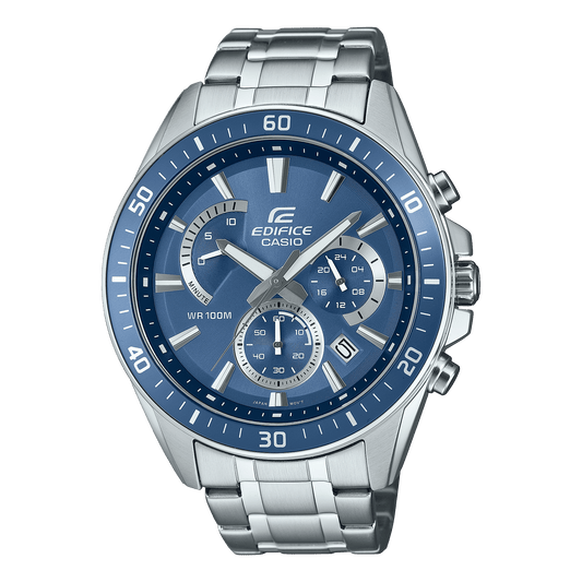 CASIO EDIFICE EFR-552D-2AVUDF GRAYISH BLUE ANALOG DIAL SILVER STAINLESS STEEL STRAP MEN'S WATCH CHRONOGRAPH 100M WATER RESISTANT