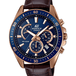 CASIO EDIFICE EFR-552GL-2AVUDF BLUE ANALOG DIAL BROWN LEATHER STRAP MEN'S WATCH CHRONOGRAPH 100M WATER RESISTANT