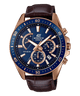 CASIO EDIFICE EFR-552GL-2AVUDF BLUE ANALOG DIAL BROWN LEATHER STRAP MEN'S WATCH CHRONOGRAPH 100M WATER RESISTANT