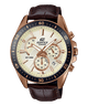 CASIO EDIFICE EFR-552GL-7AVUDF BEIGE ANALOG DIAL BROWN LEATHER STRAP MEN'S WATCH CHRONOGRAPH 100M WATER RESISTANT