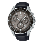 CASIO EDIFICE EFR-552L-5AVUDF LIGHT BROWN ANALOG DIAL BLACK LEATHER STRAP MEN'S WATCH 100M WATER RESISTANCE 