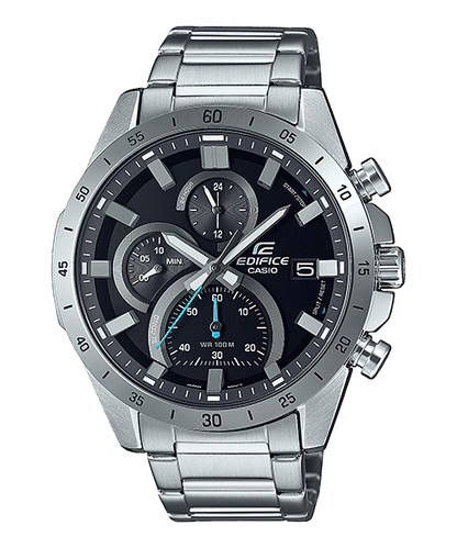CASIO EDIFICE EFR-571D-1AVUDF BLACK ANALOG DIAL SILVER STAINLESS STEEL STRAP MEN'S WATCH CHRONOGRAPH 100M WATER RESISTANT
