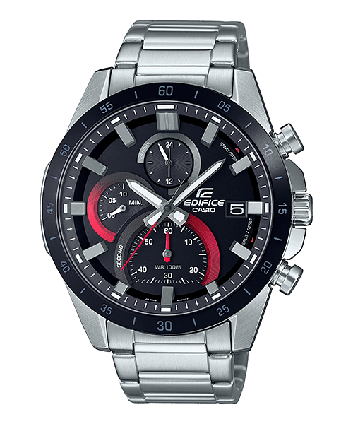 CASIO EDIFICE EFR-571DB-1A1VUDF BLACK ANALOG DIAL SILVER STAINLESS STEEL STRAP MEN'S WATCH CHRONOGRAPH 100M WATER RESISTANT