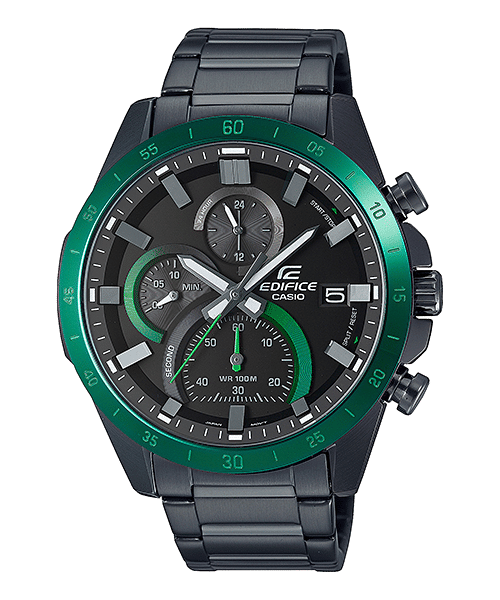 CASIO EDIFICE EFR-571DC-1AVUDF BLACK ANALOG DIAL BLACK STAINLESS STEEL STRAP MEN'S WATCH CHRONOGRAPH 100M WATER RESISTANT