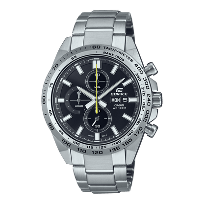 CASIO EDIFICE EFR-574D-1AVUDF BLACK ANALOG DIAL SILVER STAINLESS STEEL STRAP MEN'S WATCH CHRONOGRAPH 100M WATER RESISTANT