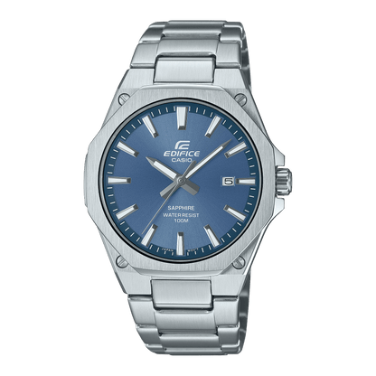 CASIO EDIFICE EFR-S108D-2AVUDF BLUE ANALOG DIAL SILVER STAINLESS STEEL STRAP MEN'S WATCH SLIM CASE SAPPHIRE GLASS