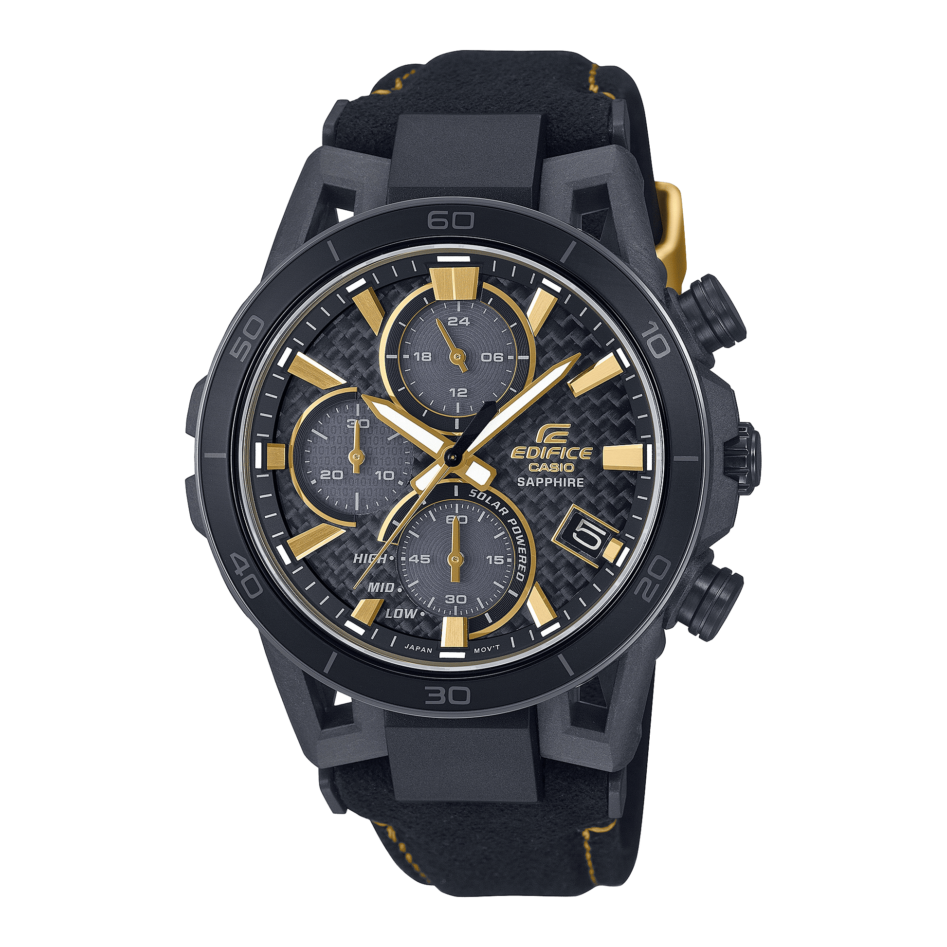 CASIO EDIFICE EFS-S640ZE-1ADR BLACK ANALOG DIAL BLACK ALCANTARA MATERIAL BAND ED641